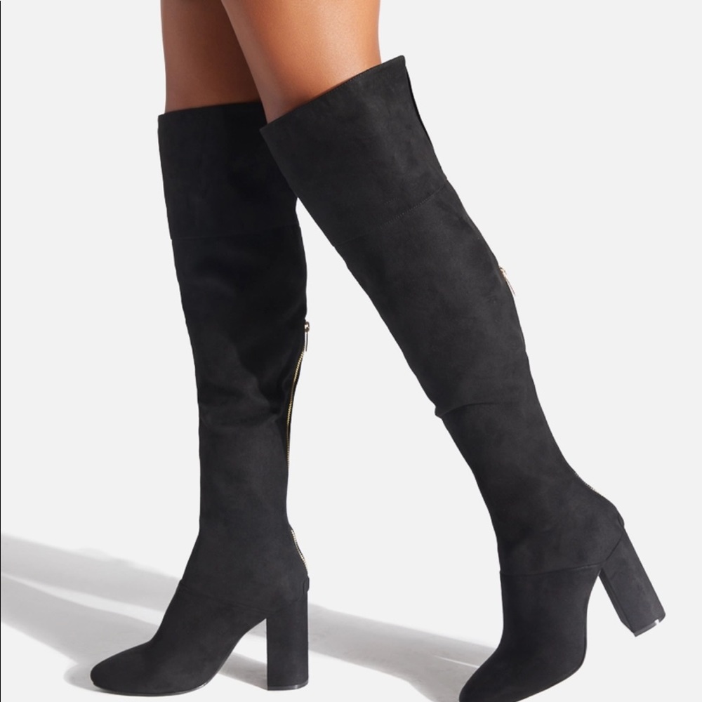 Knee High Black Boots - Wide Calf